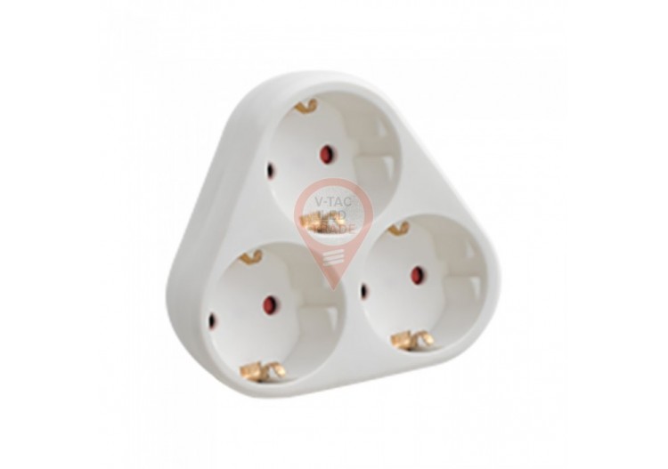 Adaptateur 3 Voies avec Contact de Terre 10/16A 250VBlanc