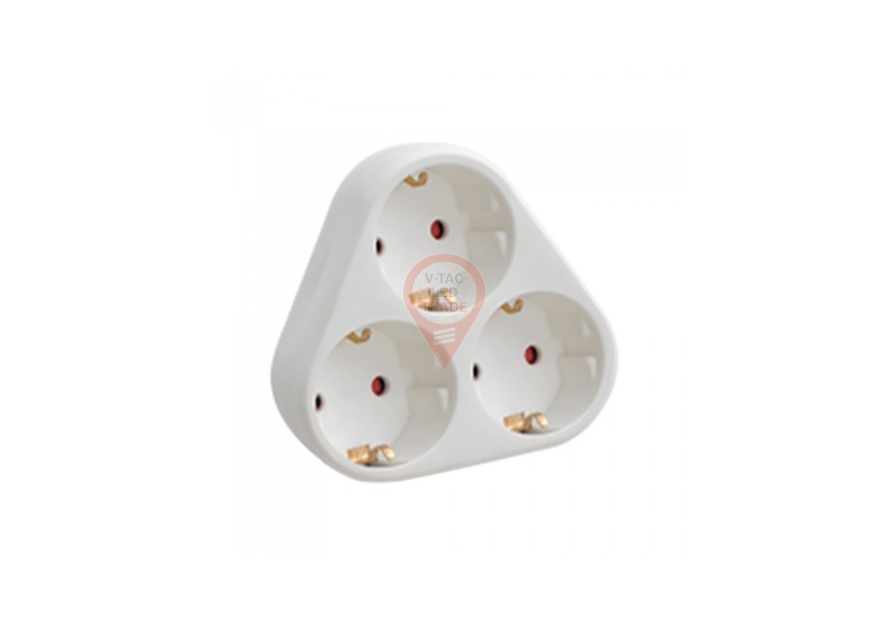 Adaptateur 3 Voies avec Contact de Terre 10/16A 250VBlanc