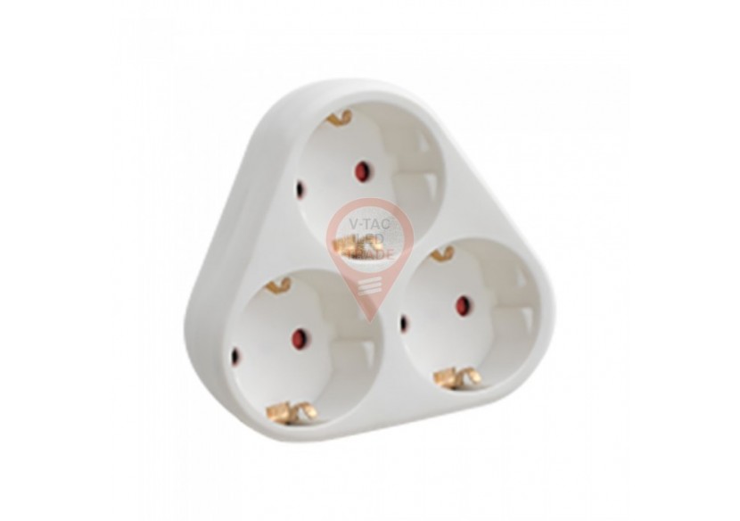 Adaptateur 3 Voies avec Contact de Terre 10/16A 250VBlanc