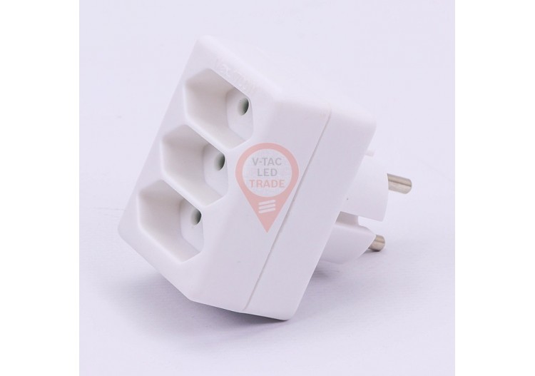 Adaptateur 3 prises 2,5A étiquette blanche + sac en polyéthylène