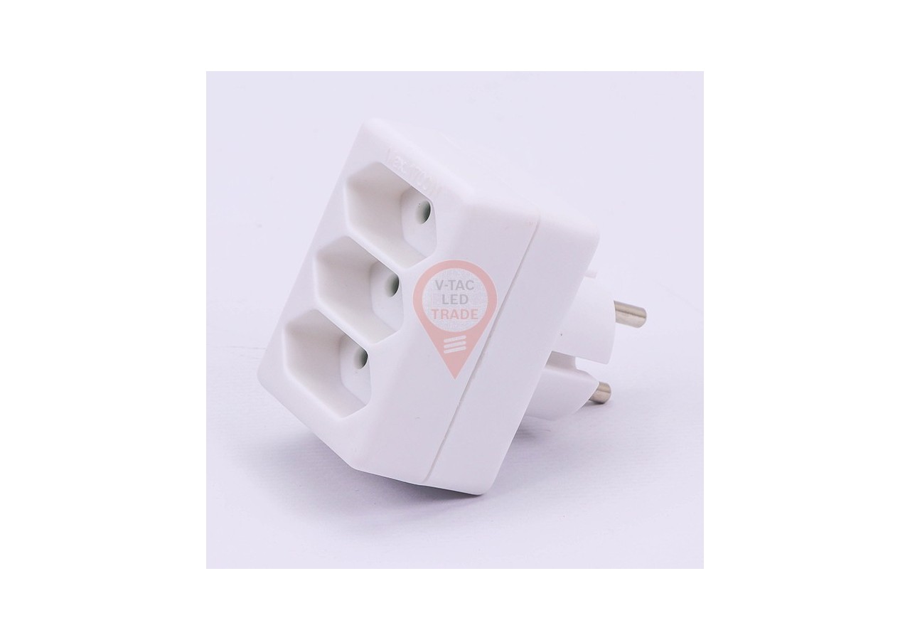 Adaptateur 3 prises 2,5A étiquette blanche + sac en polyéthylène