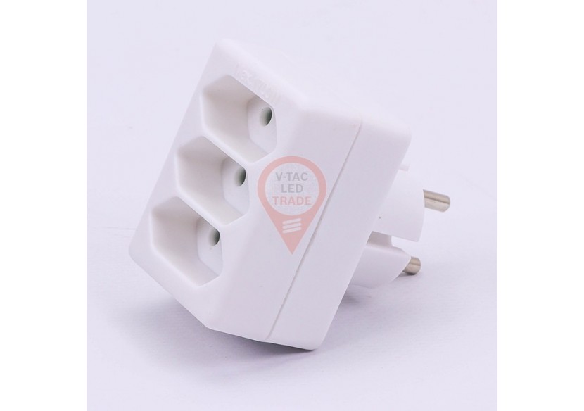 Adaptateur 3 prises 2,5A étiquette blanche + sac en polyéthylène