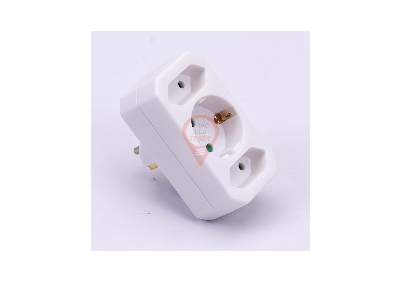 Adaptateur 2 x 2,5A 1 x 16A Blanc