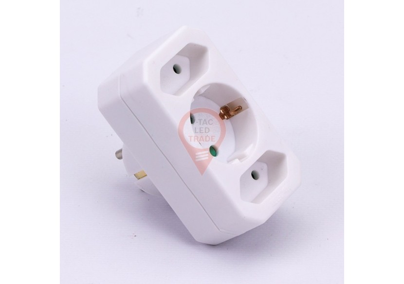 Adaptateur 2 x 2,5A 1 x 16A Blanc