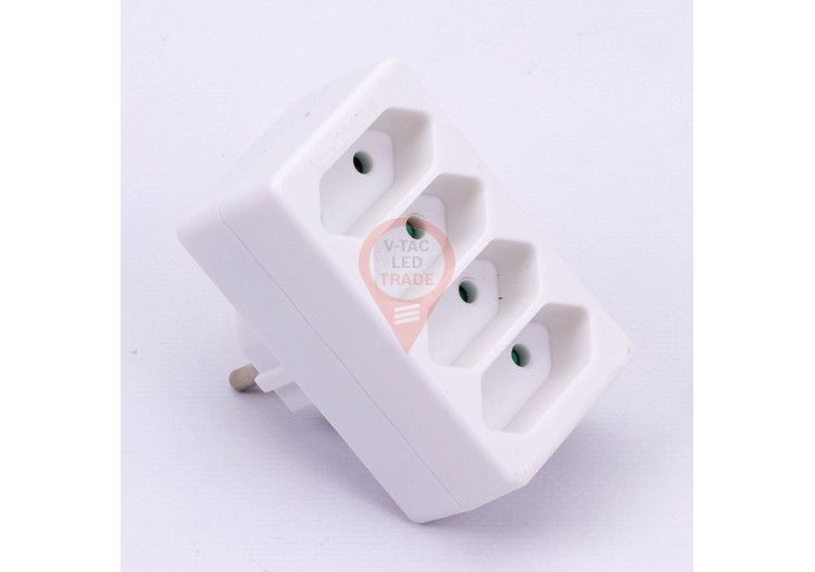 Adaptateur 4 prises 2,5A étiquette blanche + sac en polyéthylène