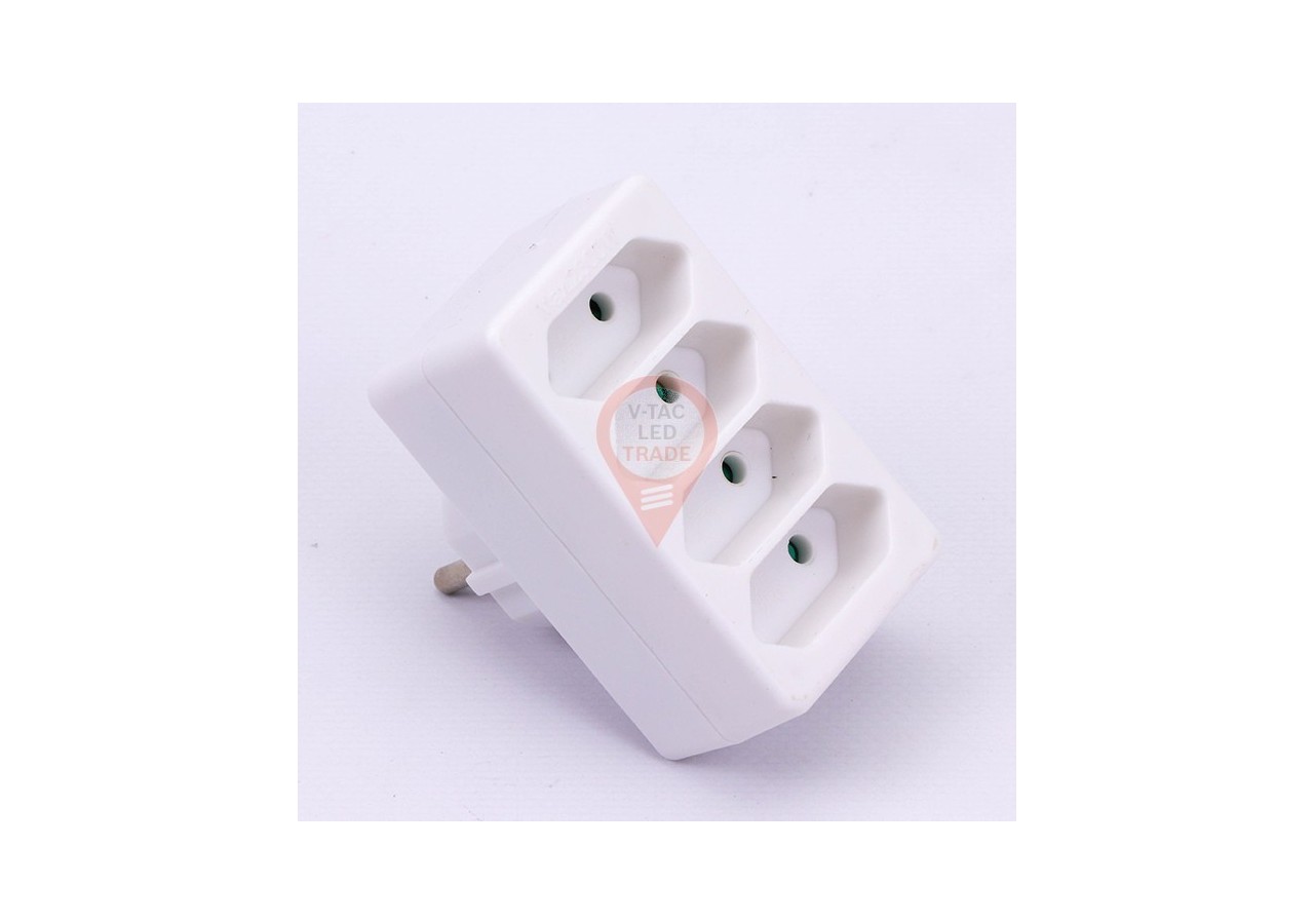 Adaptateur 4 prises 2,5A étiquette blanche + sac en polyéthylène