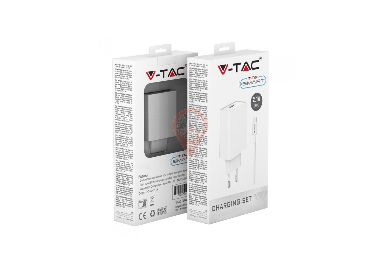 Kit de chargement avec adaptateur de voyage, câble USB de type C, blanc