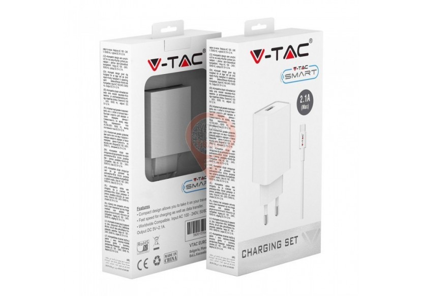 Kit de chargement avec adaptateur de voyage, câble USB de type C, blanc