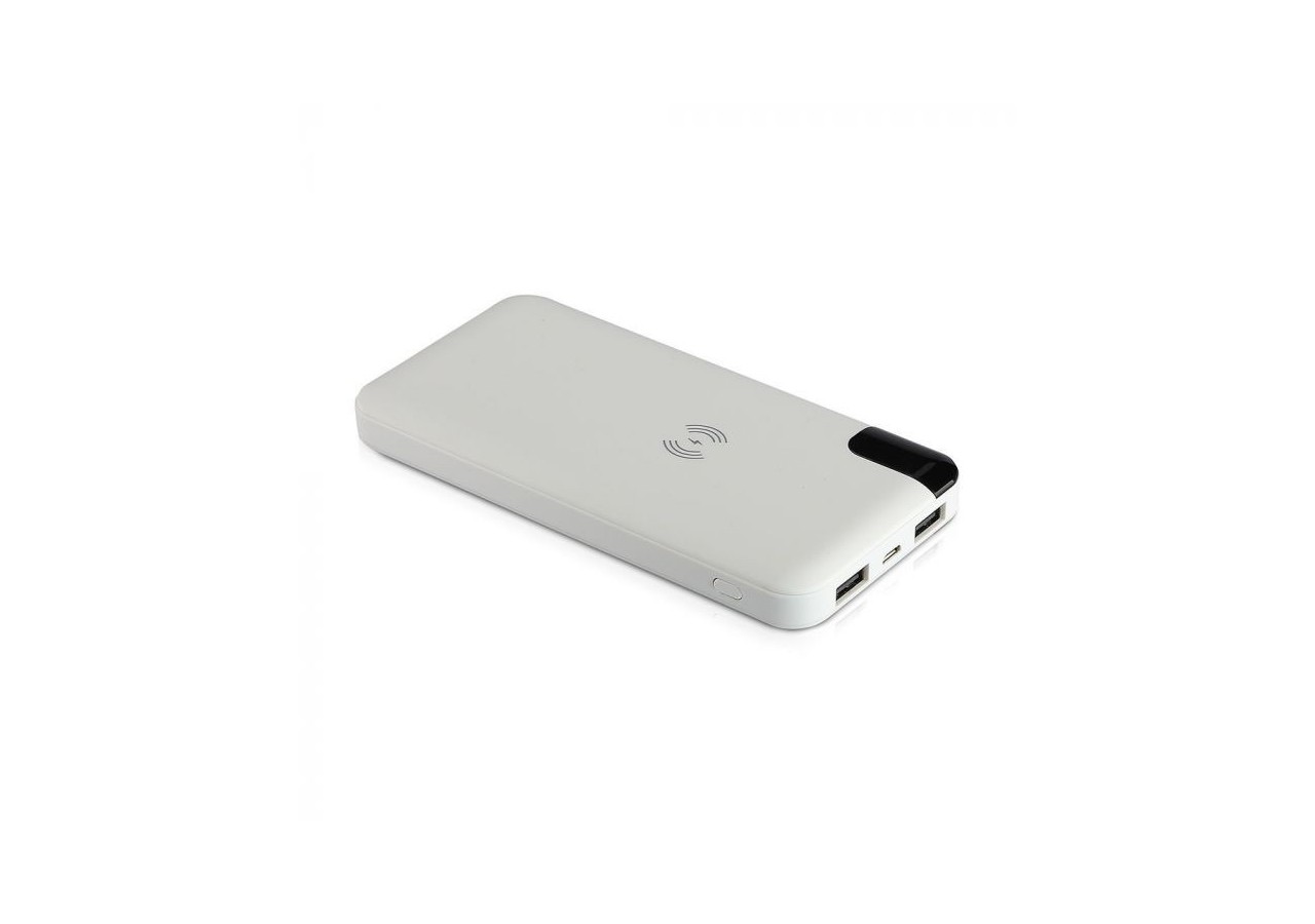 Banque d'alimentation 8 000 mAh avec chargeur sans fil et support de lampe blanc