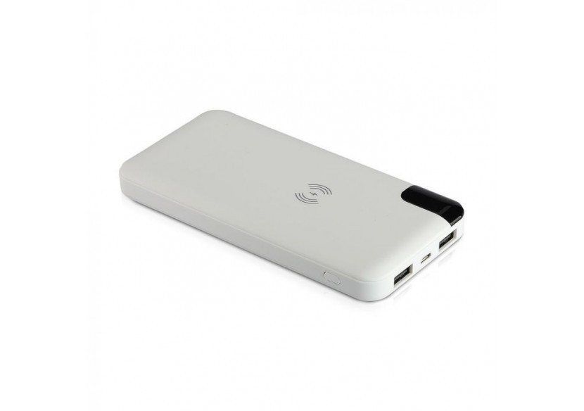 Banque d'alimentation 8 000 mAh avec chargeur sans fil et support de lampe blanc