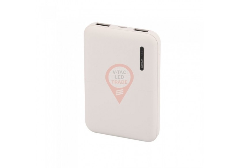 Batterie Externe de 5000mAh avec 2 Ports USB pour iPhone X iPhone 6/7/8 iPad Samsung Galaxy, blanche.  V-TAC