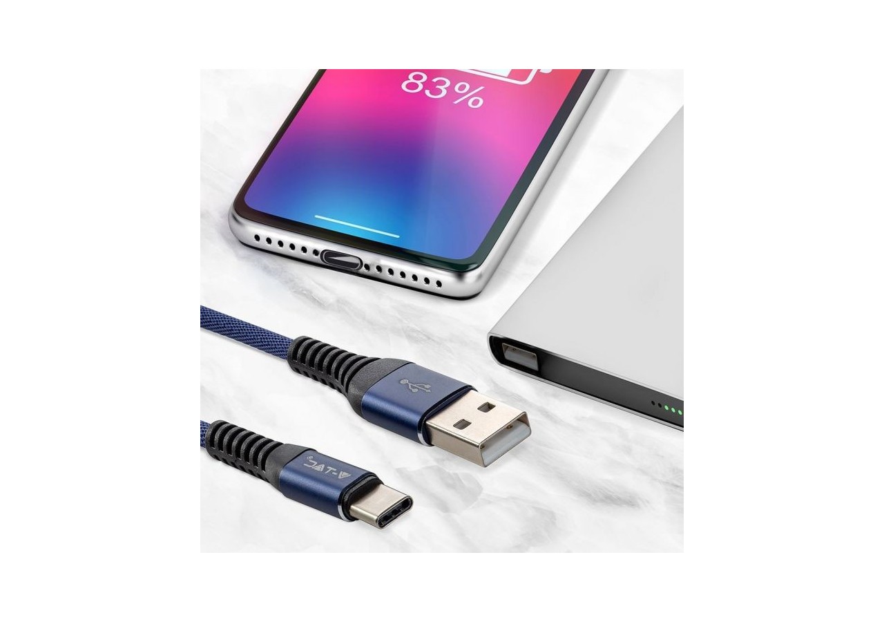 1m. Câble USB de type C Bleu - Série Gold