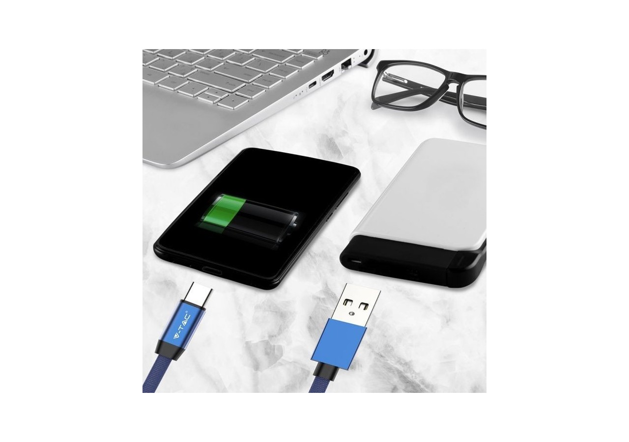 1m. Câble USB Type C Bleu - Série Ruby