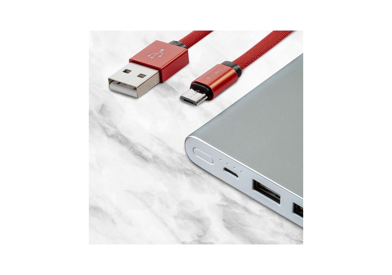 1m. Câble Micro USB Rouge - Série Ruby