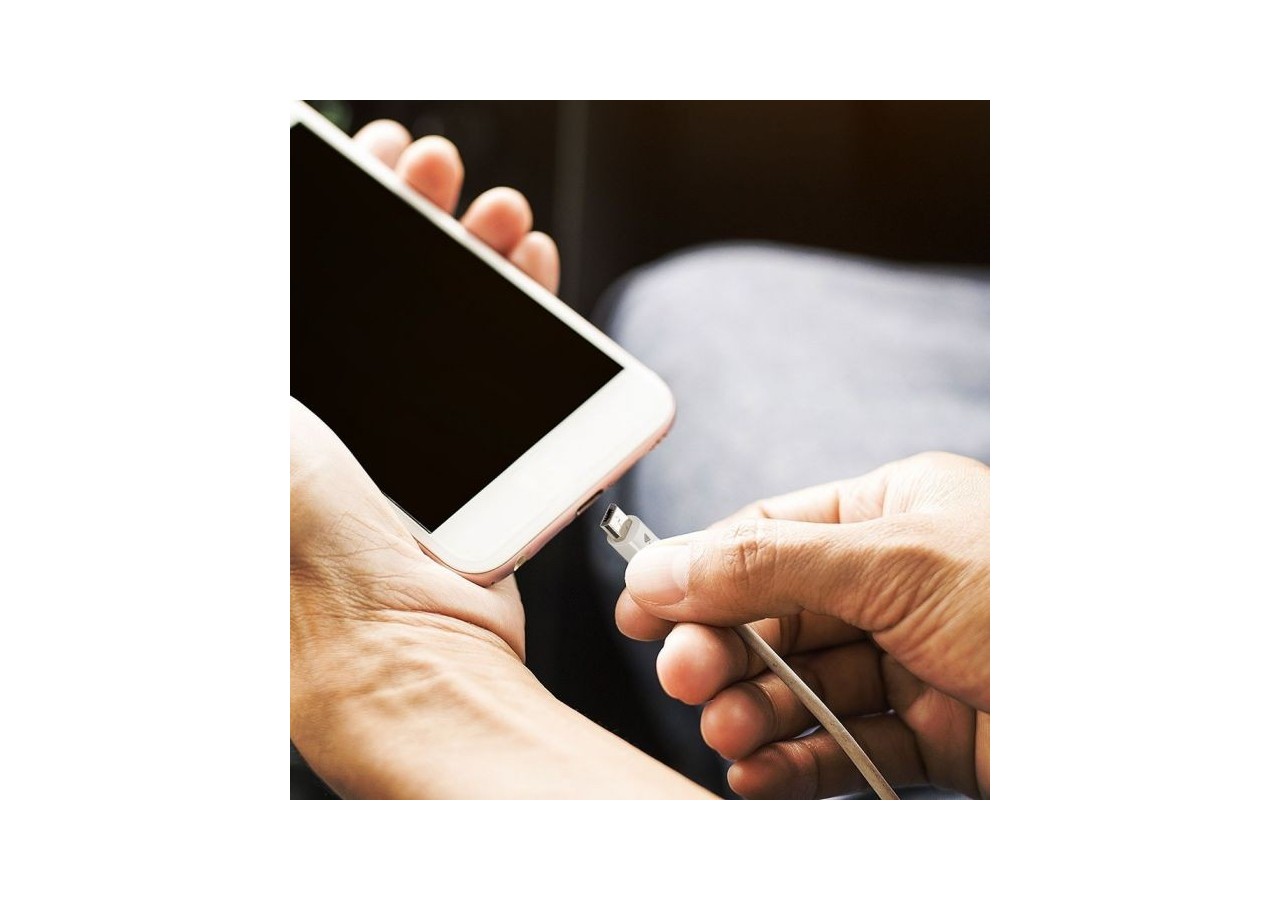 1m. Câble Micro USB Blanc - Série Argent