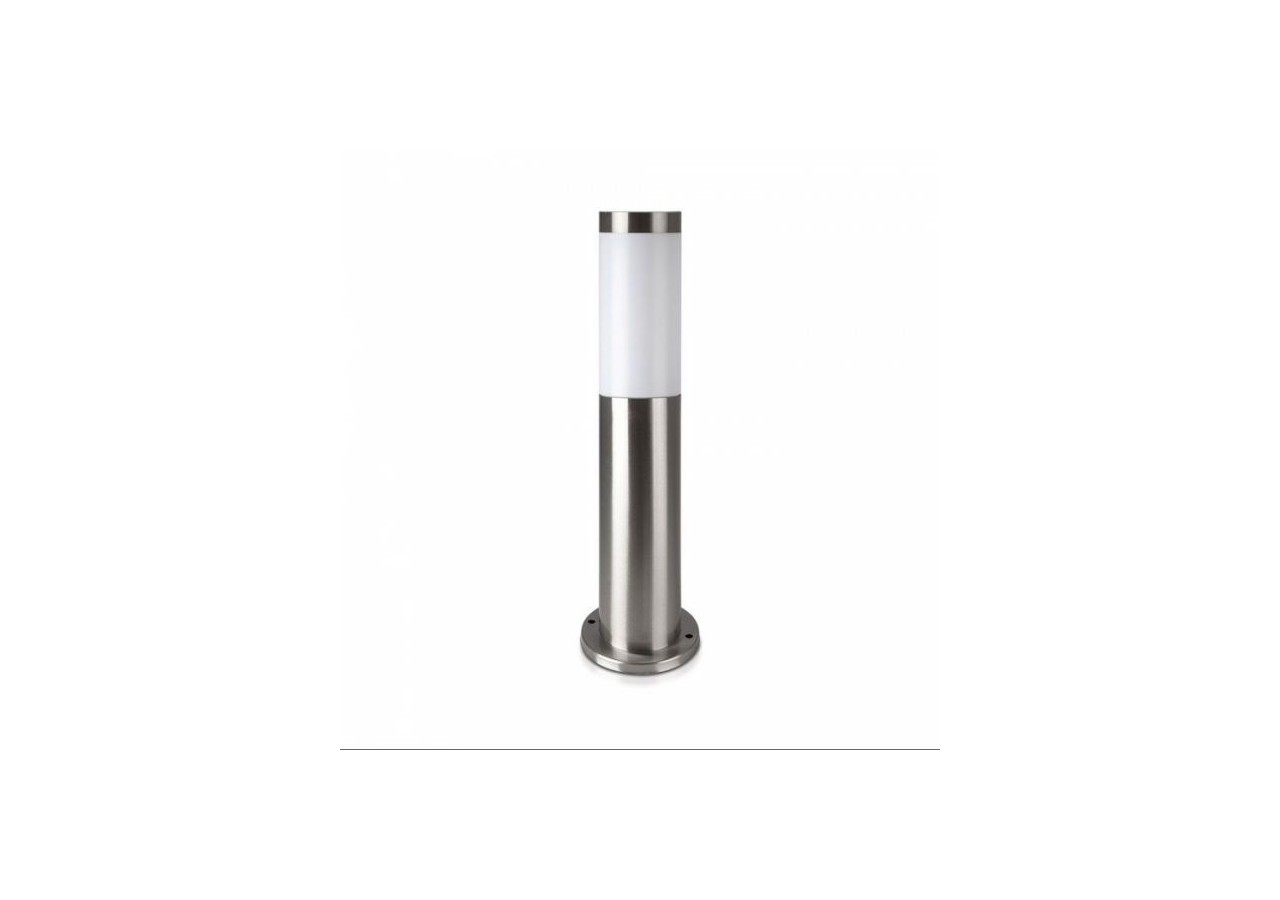 Lampe Borne E27 45cm Capteur PIR Corps Acier Inoxydable Nickel Satiné IP44