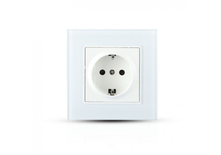 Prise EU 16A panneau de verre simple blanc