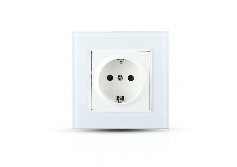 Prise EU 16A panneau de verre simple blanc