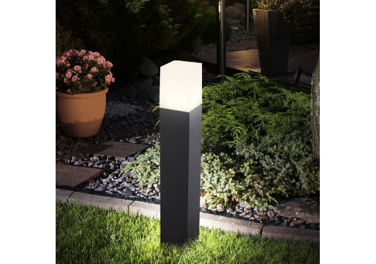 Lampadaire de Jardin GU10 Corps Aluminium Carré Noir 80x80x500mm IP54