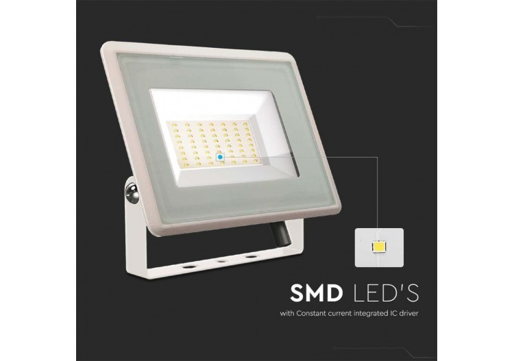 Projecteur LED 50W SMD Série F Corps Blanc 4000K
