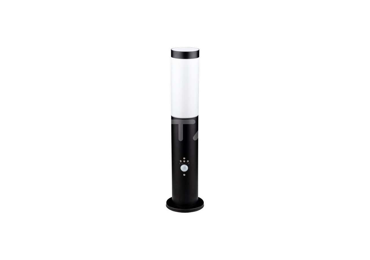 Lampe Borne E27 45cm Capteur PIR Corps Acier Inoxydable Noir IP44