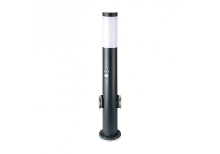 Lampe Borne E27 80cm Capteur PIR Acier Inox Gris IP44