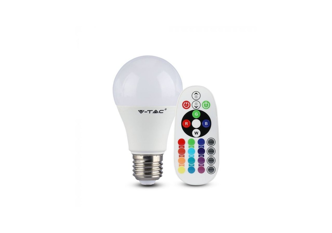 Vt-2022 4.8w a60 ampoule RVB télécommande 3000k e27- 217121 - V-tac