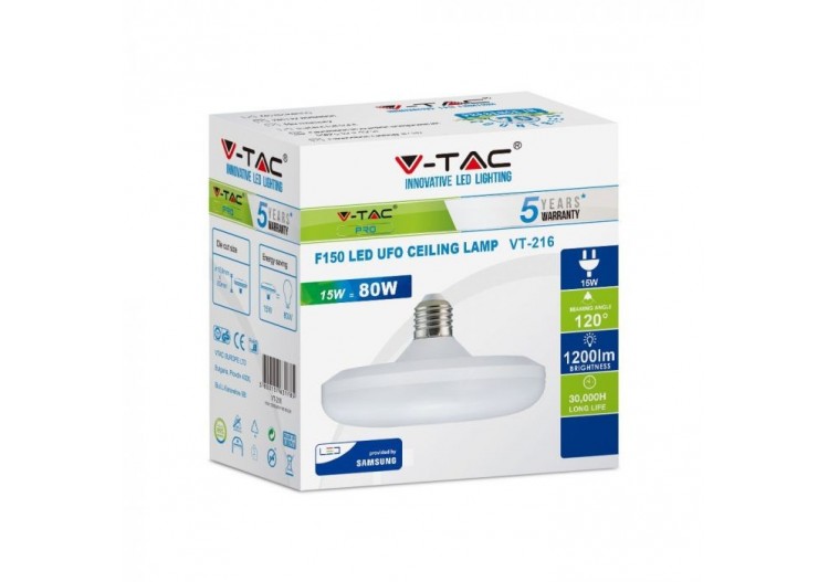 Vt-216 15w f150 UFO plafonnier puce samsung 6400k e27- 215 - V-tac