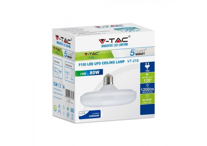 Vt-216 15w f150 UFO plafonnier puce samsung 6400k e27- 215 - V-tac