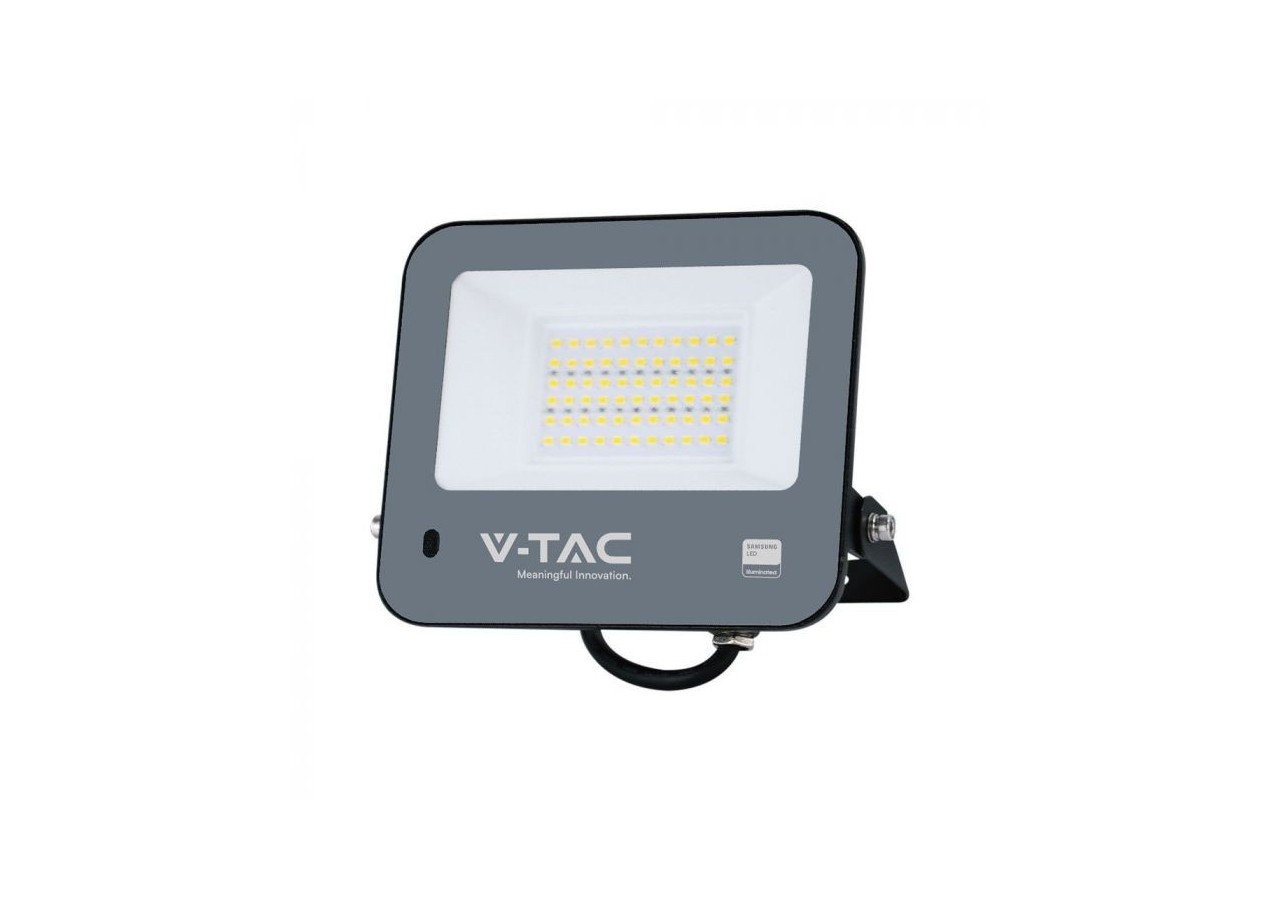 Vt-44052 50w capteur photocellule projecteur-puce Samsung 1m fil 6500k corps noir 120lm/w- 23189 - V-tac