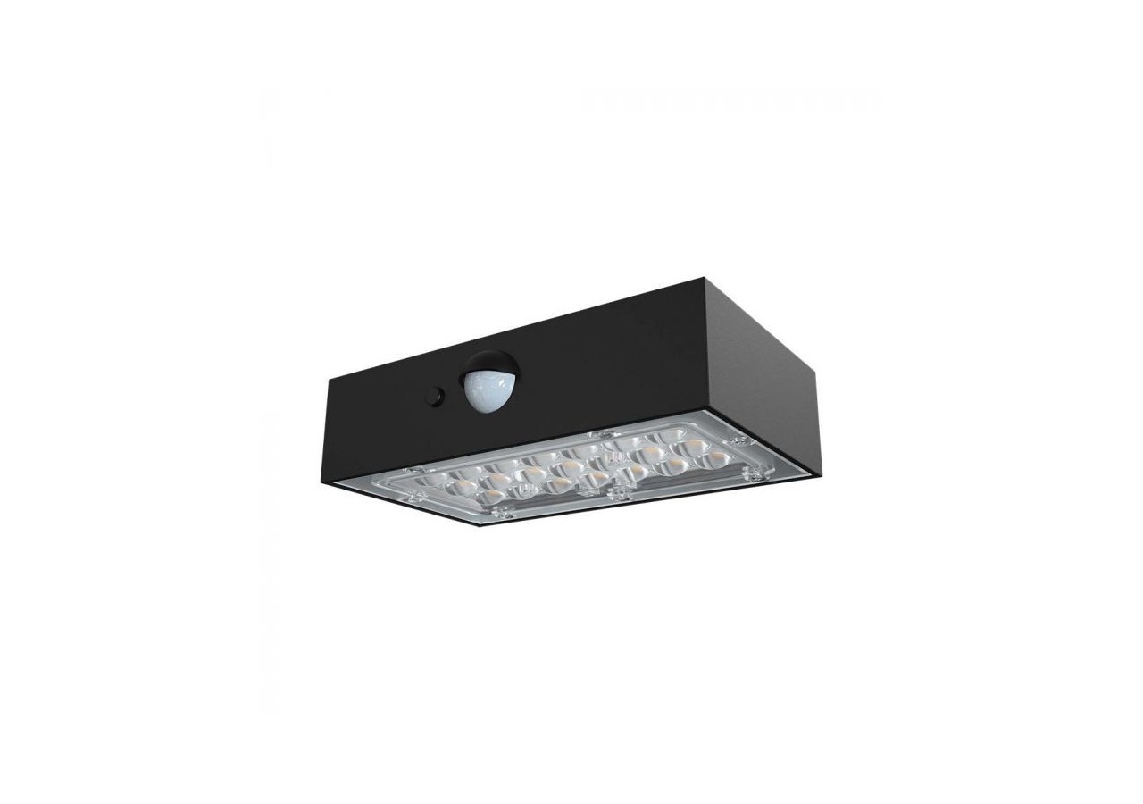 Vt-403 3w led solaire applique-brique 350lm batterie au lithium 3.7v 1200mah 4000k + 3000k noir- 10305 - V-tac