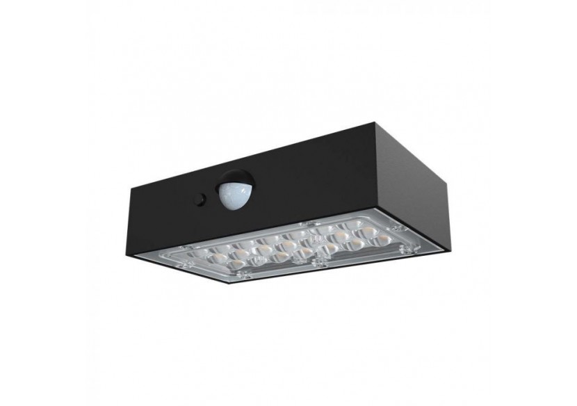 Vt-403 3w led solaire applique-brique 350lm batterie au lithium 3.7v 1200mah 4000k + 3000k noir- 10305 - V-tac