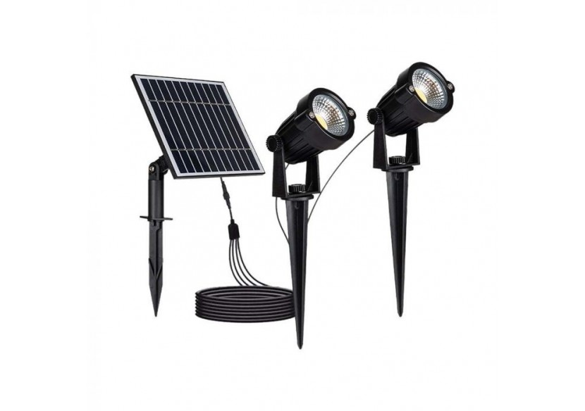 Vt-11031 2x1,2w piquet solaire lumière LED 3000k corps noir ip65- 20488 - V-tac