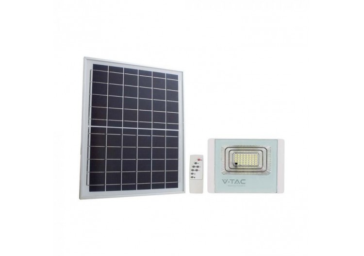 Vt-25w 12w panneau solaire avec projecteur led 6400k corps blanc- 10405 - V-tac