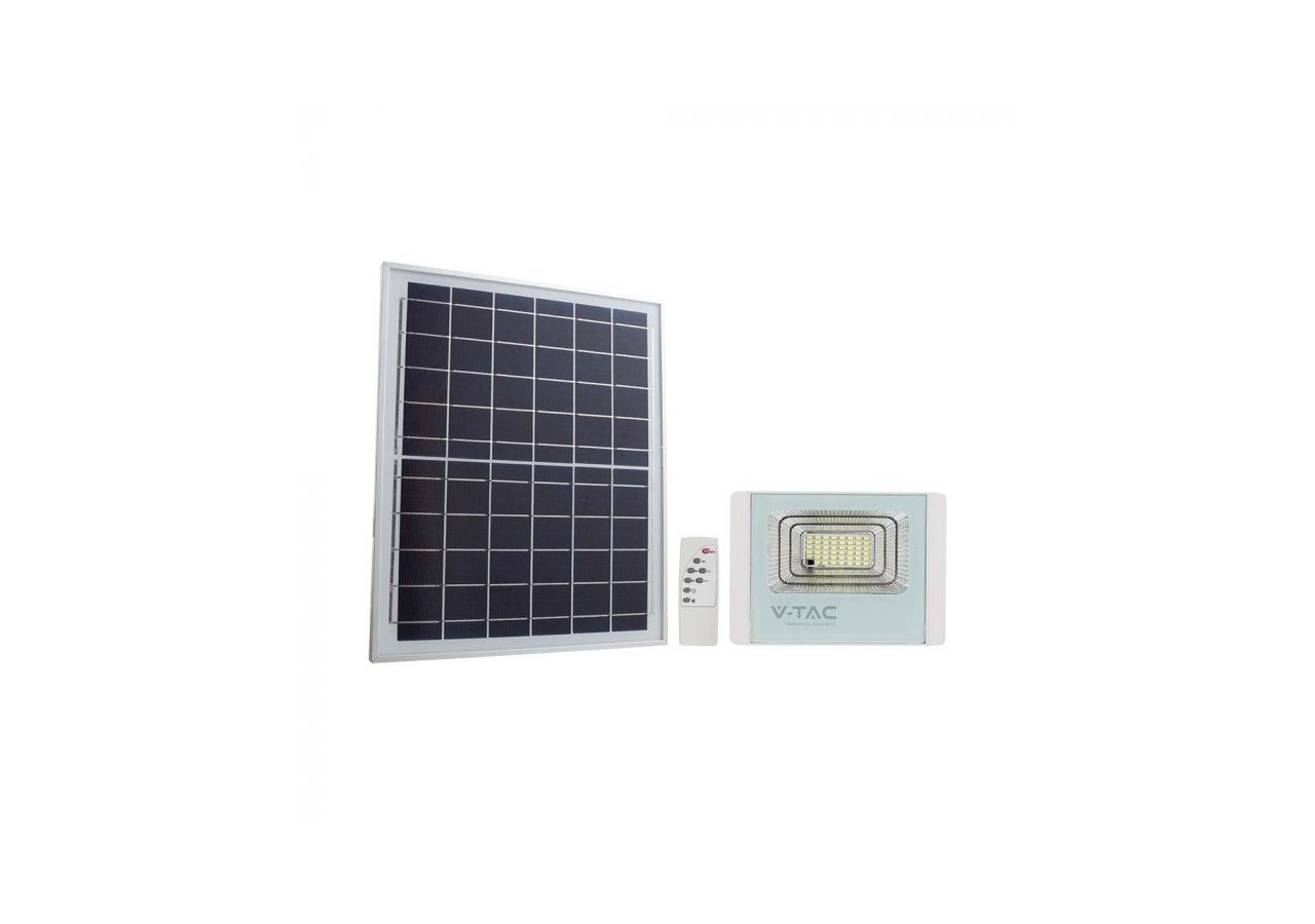 Vt-25w 12w panneau solaire avec projecteur led 6400k corps blanc- 10405 - V-tac