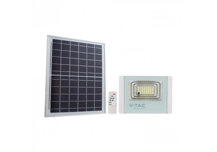 Vt-40w 16w panneau solaire avec projecteur led 6400k corps blanc- 10407 - V-tac