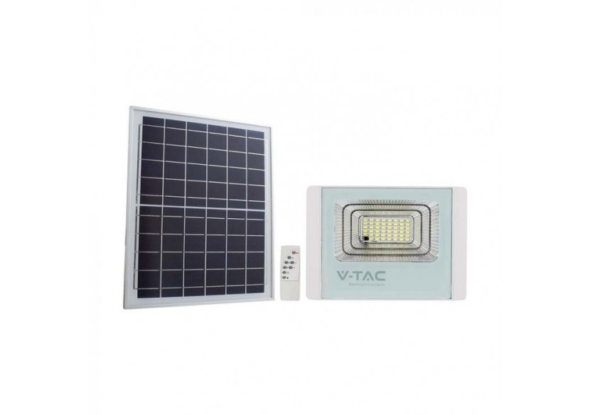 Vt-60w 20w panneau solaire avec projecteur led 6400k corps blanc- 10409 - V-tac