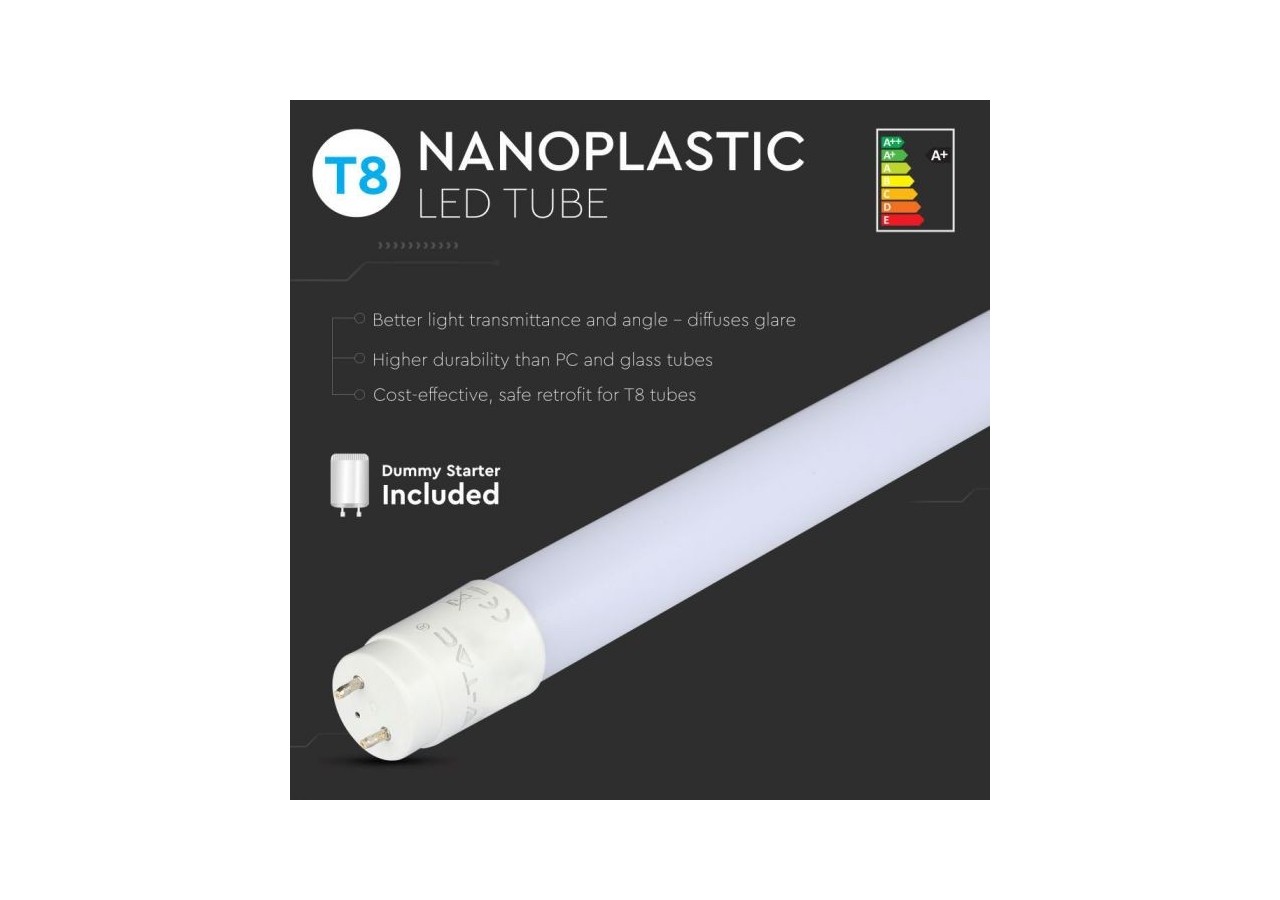 Vt-1577 22w t8 led tube plastique non rotatif-150cm 6400k g13- 6310 - V-tac