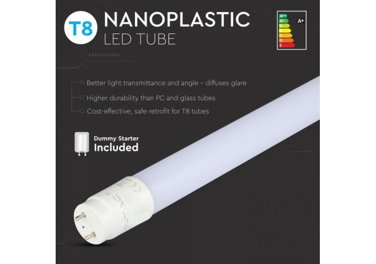 Vt-6072 10w t8 led tube plastique non rotatif-60cm 6400k g13- 6394 - V-tac