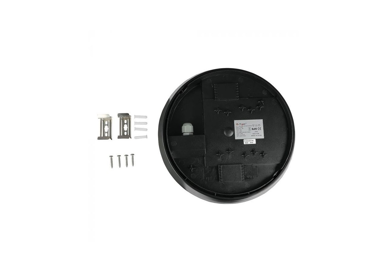Vt-8008 12w capteur micro-ondes rond complet lumières 3000k ip54 corps noir- 4981 - V-tac