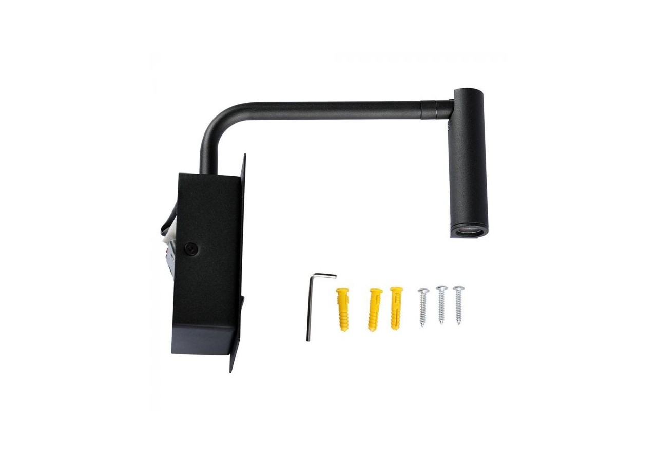 Vt-2943 lampe murale 3w led avec interrupteur et port usb 3000k-noir- 1487 - V-tac