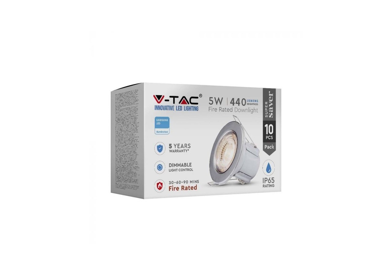 Vt-885 5w spot lumineux pour luminaire lumineux puce samsung 4000k chrome 10pcs/pack- 218914 - V-tac