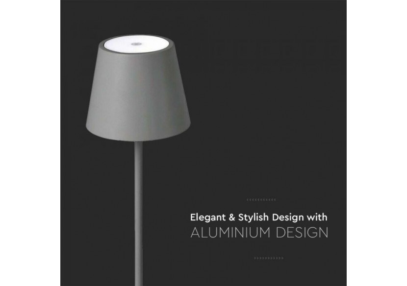 Vt-7703 lampe de bureau rechargeable 3w led dimmable 4000k corps gris- 2882 - V-tac