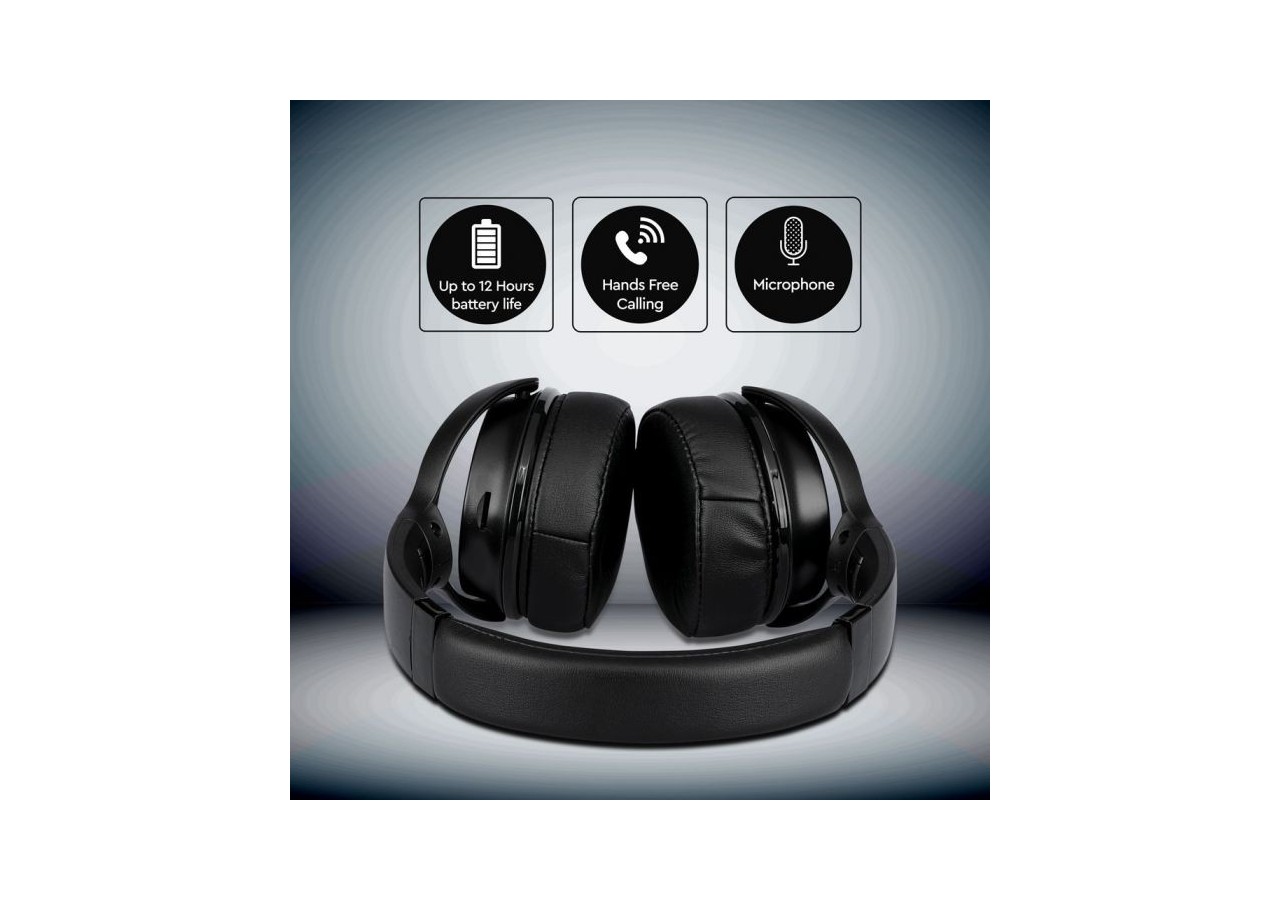 Vt-6322 casque sans fil bluetooth avec tête rotative-500mah-noir- 7727 - V-tac