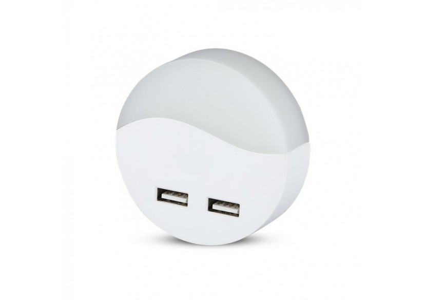 Vt-84 0.45w veilleuse LED (prise ue) avec puce USB et Samsung 3000k ronde- 505 - V-tac