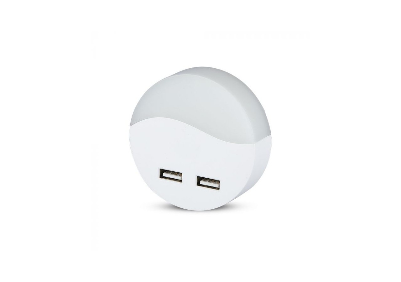 Vt-84 0.45w veilleuse LED (prise ue) avec puce USB et Samsung 4000k ronde- 506 - V-tac