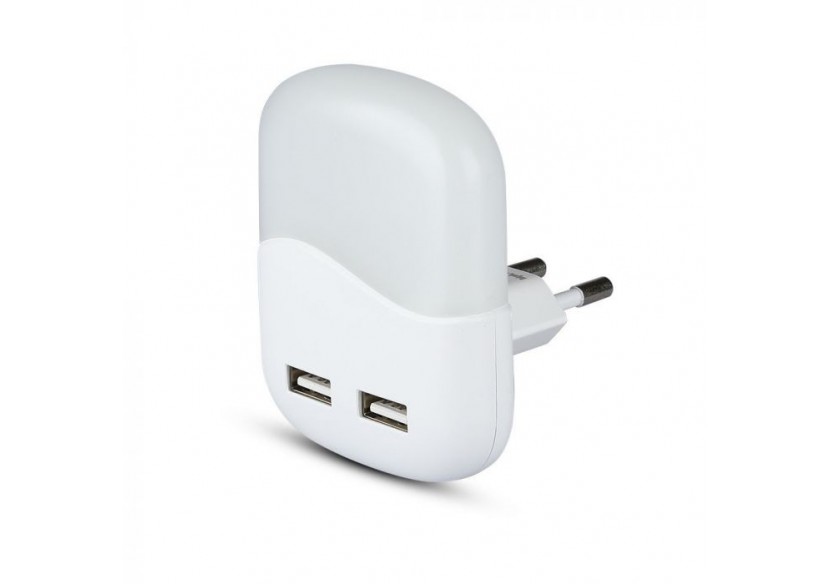 Vt-84 0.45w veilleuse LED (prise ue) avec puce USB et Samsung 3000k carré- 507 - V-tac