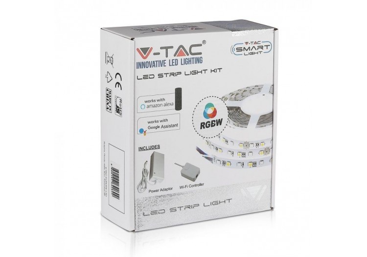 Kit bande led Vt-5050 60 10w/m(prise bs)compatible avec alexa et google home rgb+w ip20- (5m/rouleau)(prix par m)- 2586 - V-tac