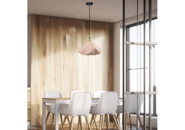 Vt-7323 suspension rose prisme en bois pastel(e27) d:320*270mm- 3951 - V-tac