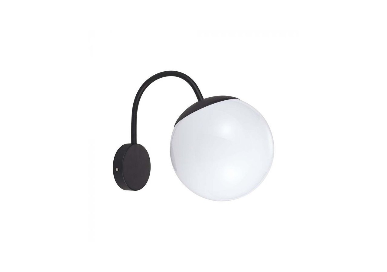 Vt-1223 lampe murale(1*e27)-noir mat-boule plastique opale- 11823 - V-tac